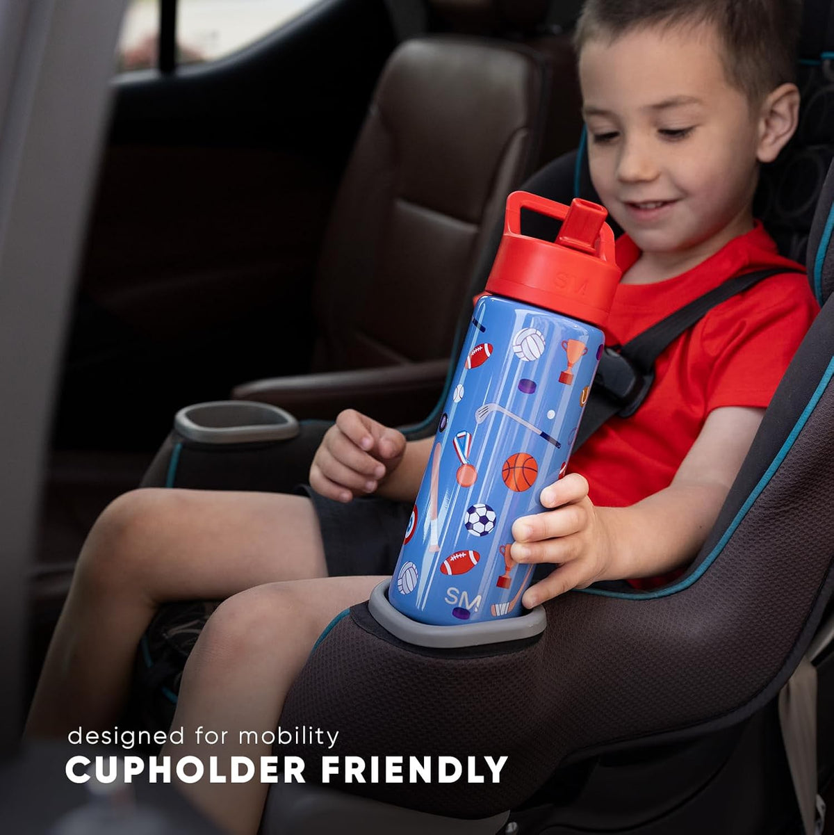 Simple Modern Kids Summit Water Bottle - 18oz Insulated Stainless Steel Tumbler with Straw Lid | Sports Balls Design