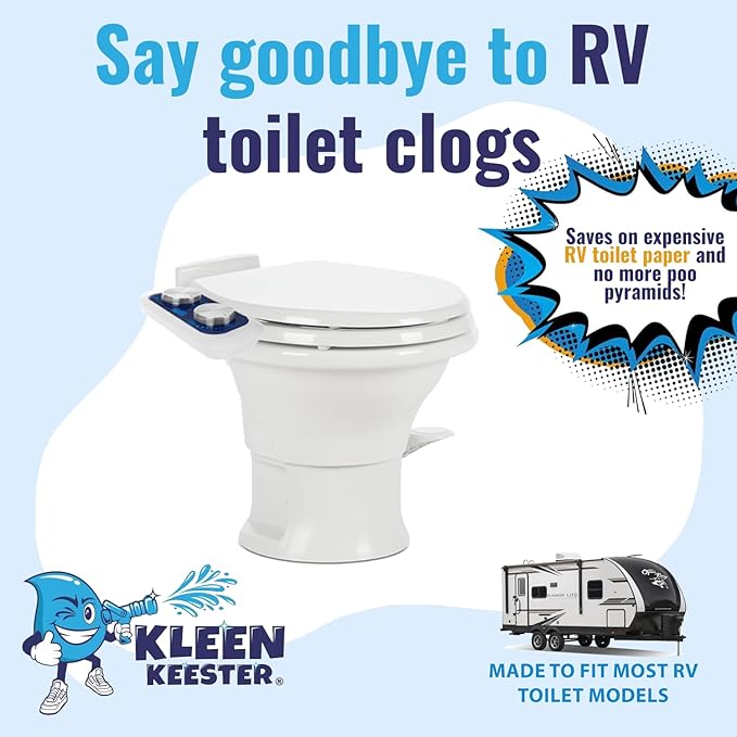 RV BIDET by KLEEN KEESTER - Dual Self Cleaning Nozzles, Front & Rear Cleaning, Non Electric Ultra-Thin Toilet Seat Attachment - Home Kit Included