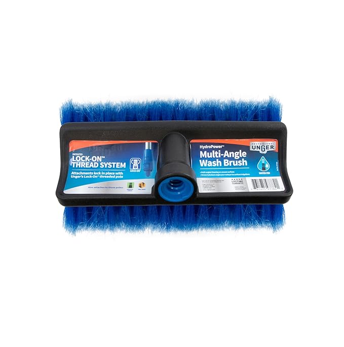 Unger Professional Lock-On HydroPower 10?€? Bi-Level Soft Wash Brush, Compatible with Waterflow Poles, Outdoor Cleaning Supplies, Great for Patios, Siding, Windows, Cars, and Boats