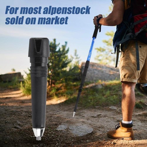 Alomejor 4-Pack Tungsten Carbide Trekking Pole Tips Replacement for Hiking Walking Sticks - Black Tips for Camping Outdoor Adventures
