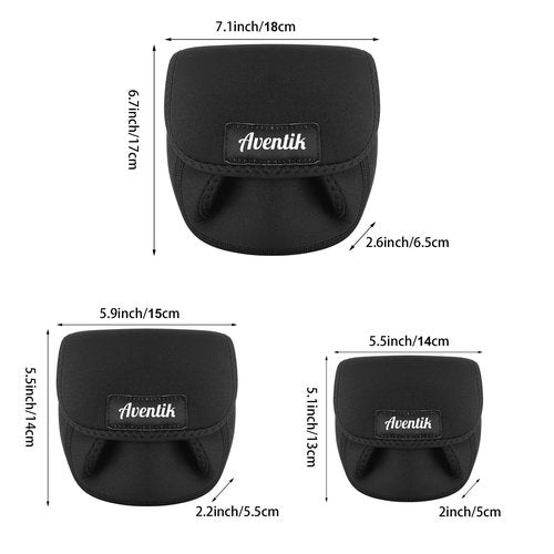 Aventik Spinning Reel Cover Storage Baitcasting Trolling Fishing Reel Protective Case Pouch Sleeve Gloves Fishing Bags Fits 1000-6000 Series(M(2000-4000reels)-3PACK)