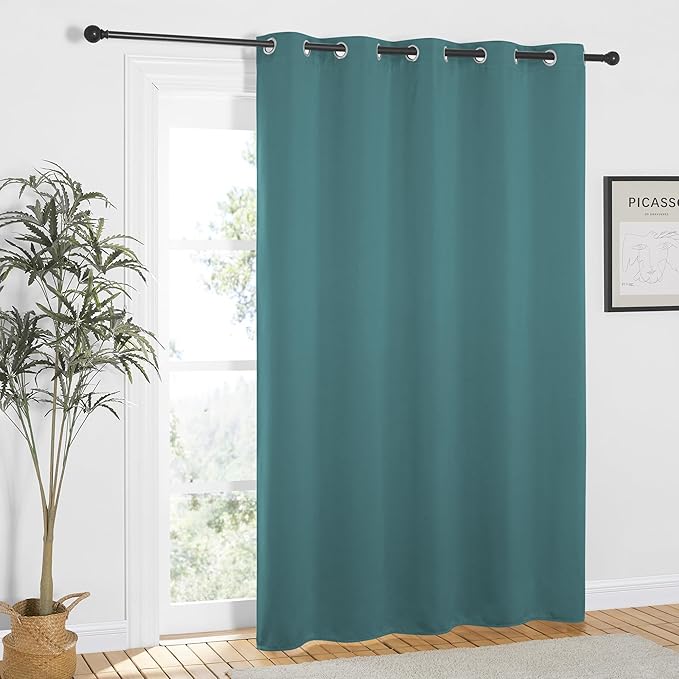 NICETOWN Sea Teal Blackout Curtains 84 inch Length, Grommet Top Room Darkening