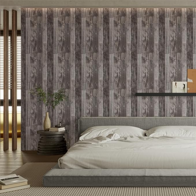 TANONE Wood Contact Paper Peel and Stick Wallpaper Gray, Self Adhesive