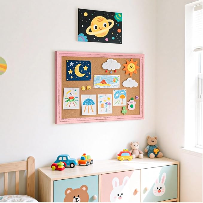 Cork Bulletin Board, Decorative Hanging Pin Board Tack Board