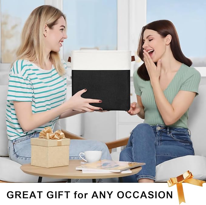 Collapsible Fabric Storage Cubes 11x11 Cube Storage Bins, 4 Pack Closet Baskets Box with Handles for Organizing, Shelf, Toys, Clothes, Home, Office, Nursery (Black&White)