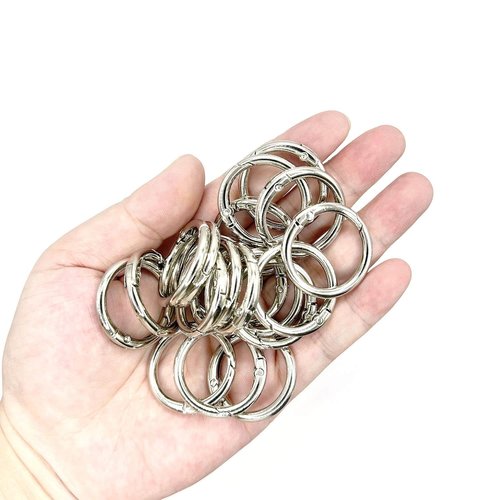 20 Pack 1 Inch Carabiner Clip, Spring O Rings Metal Alloy Purse Clip, Round Keyring Buckle Clips, Small Keychain Hook Clip for Key Bag(Silver)