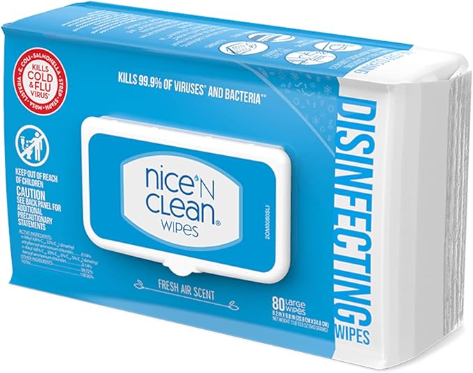 Nice 'N Clean Disinfecting Surface Wipes 80ct | Cleans & Disinfects Home & Kitchen Surfaces | Fresh Scent