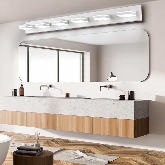 SineRise LED Modern Bathroom Vanity Light Fixtures, Matte White Modern Acrylic