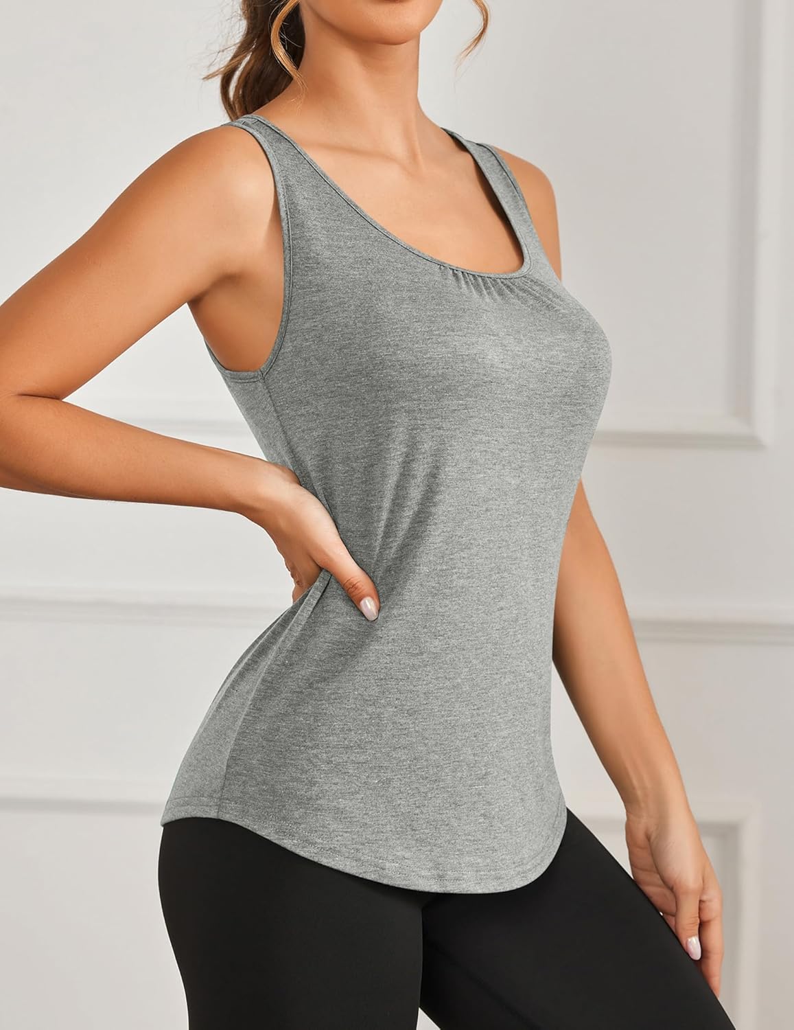 PINSPARK Workout Tops for Women - Lightweight Racerback Tank Tops | 2-Pack Sleeveless Gym Shirts, S-3XL