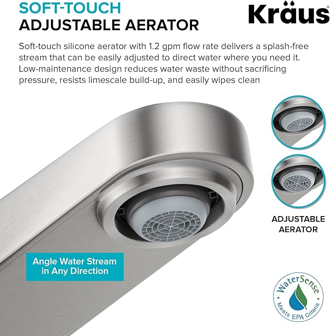 KRAUS Indy Widespread Bathroom Faucet in Spot-Free Brushed Nickel with 2 Handles, Pop Up Drain and Supply Lines, FUS-14103SFBN