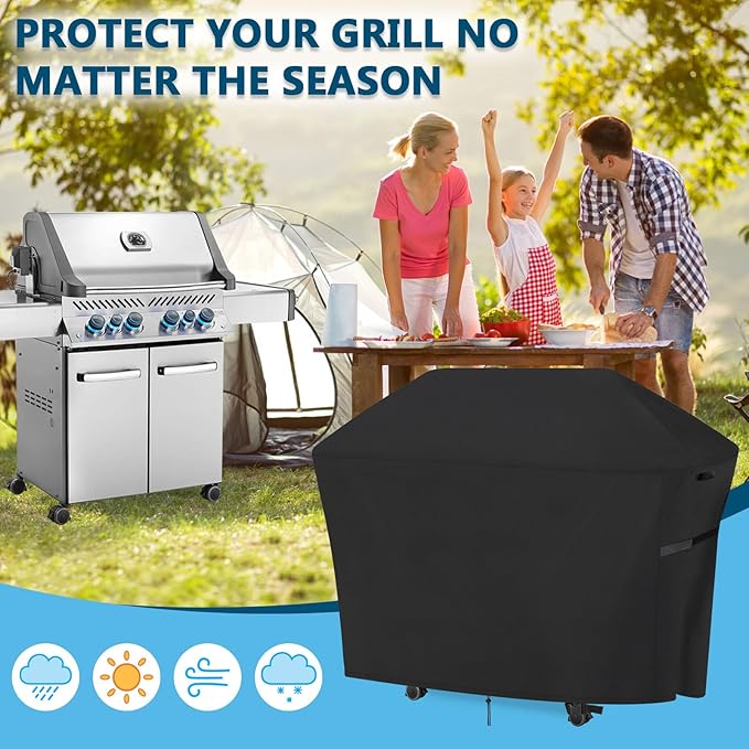 Kingling Grill Cover Fits for Traeger Woodridge Pro/Elite, Napoleon Rogue PRO-S 625, Prestige 500 RSIB Grills Waterproof Grill Cover 68 Inch BBQ Grill Covers for 7-Burner Gas Grill & Griddle