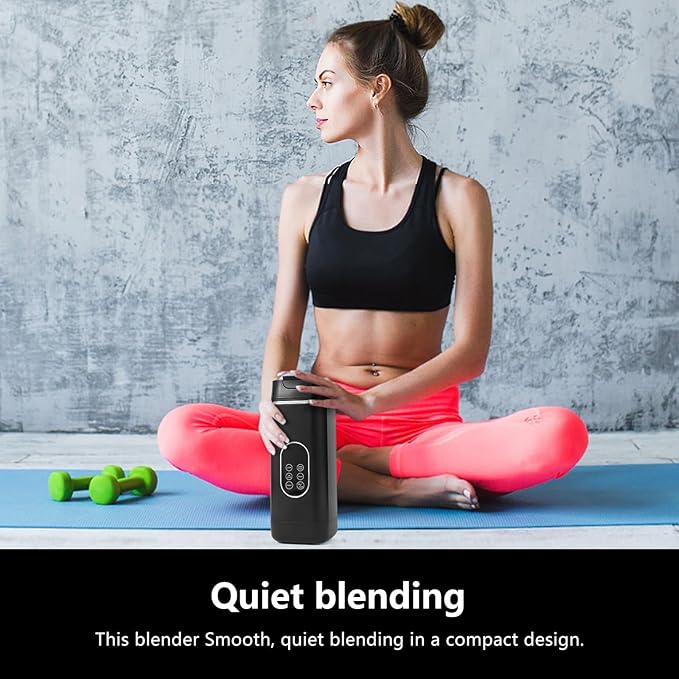 Portable Personal Blender with 12 Stainless Steel Blades – USB Rechargeable for Smoothie Shakes,14 Oz/420ML Cup and Extra Handle Lid, for Travel Sports Gym (Black)