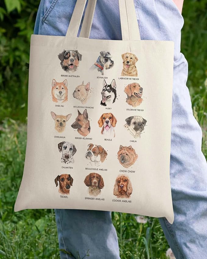 AUSVKAI Canvas Tote Bag Aesthetic for Women, Cute Reusable Cloth Cotton Bags for Shopping Beach Grocery