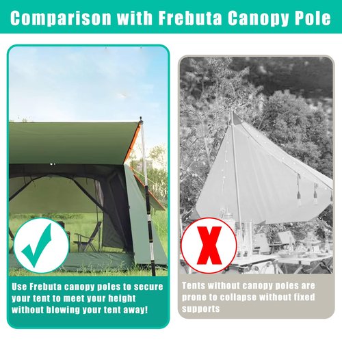 Frebuta Tarp Poles,Tent Poles Set of 2 2ft to 9.5ft Replacement Canopy Poles Heavy Duty Telescoping Tent Poles for Tarp Outdoor Camping Awning Poles Adjustable Sturdy Durable Shade Cloth Poles