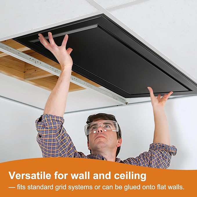 WOWSTAR 12-Pack 2x4ft Drop Ceiling Tiles, Waterproof Glue up Ceiling Panels