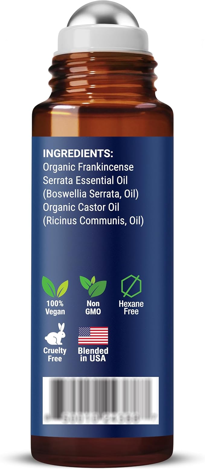 Organic Castor Oil and Frankincense Eye Roller 10 ml - Under Eye Puffiness & Fine Line Moisturizer - Lightweight Roll On - Nexon Botanics