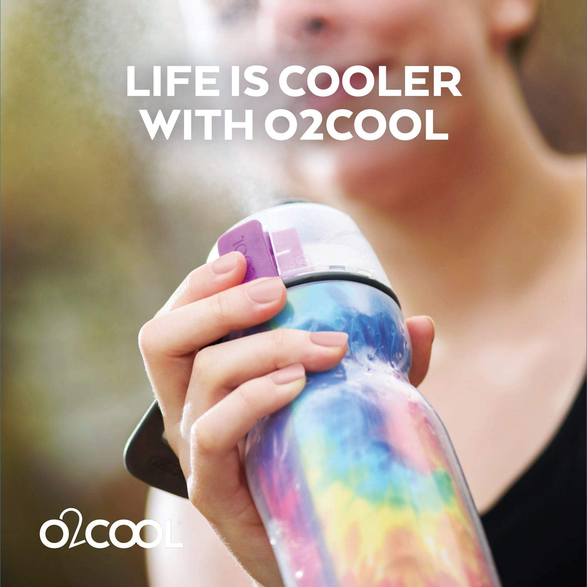 O2COOL ArcticSqueeze Insulated Mist 'N Sip Water Misting Bottle - Tie Dye, 20 Fluid Ounces, Plastic