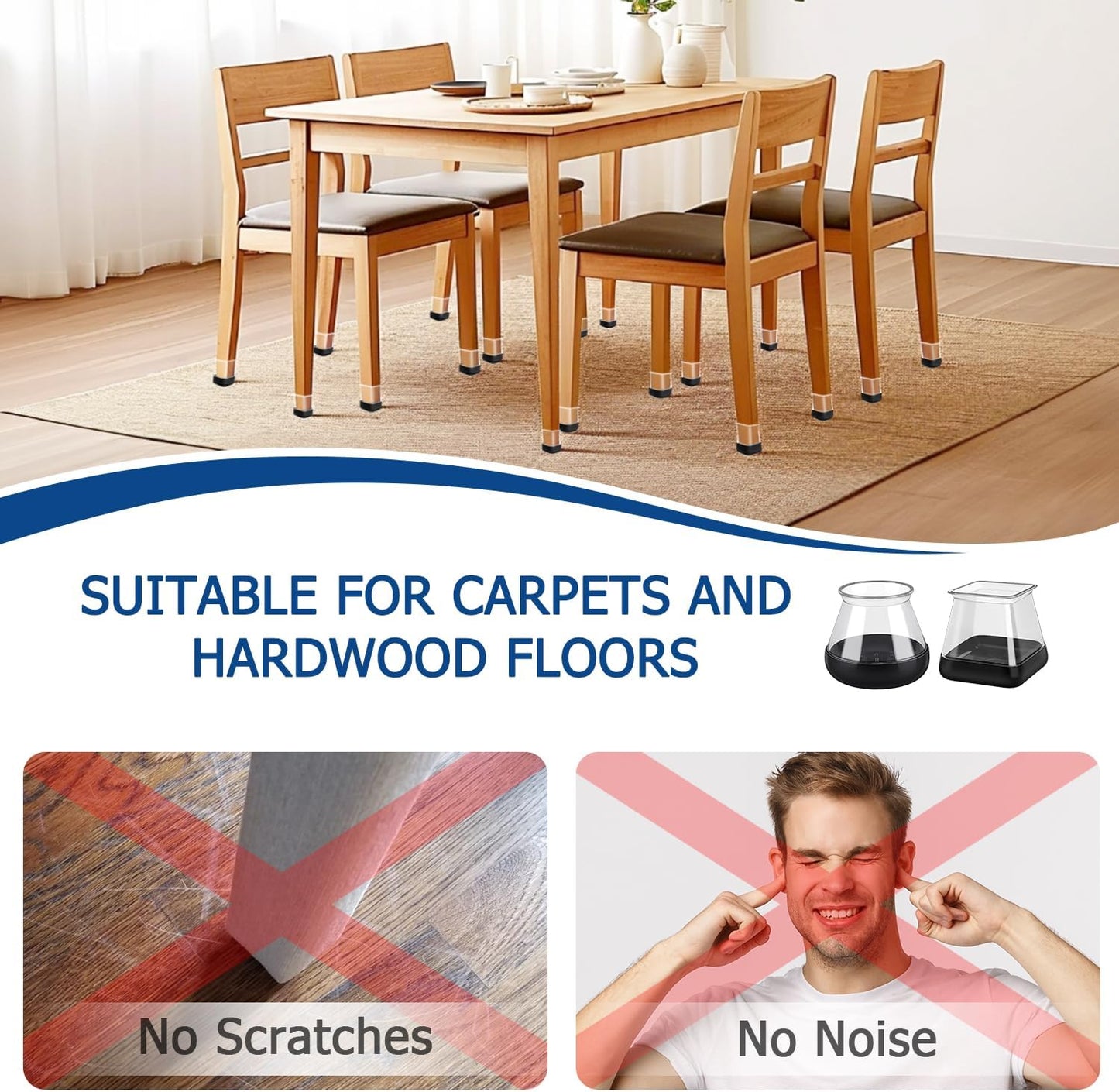 28 Pcs Chair Leg Sliders for Carpet, Round Chair Glides, Silicone Furniture Leg Protectors Caps, Carpet Protectors Table Feet Covers Cups, Teflon Furniture Pads Sliders (Fit:13/16" ~ 1-3/16")