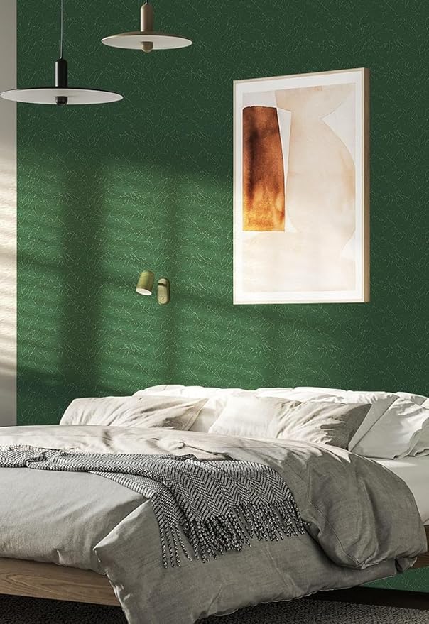 Abyssaly Green Wallpaper Peel and Stick 15.7" x 393.7" Silk Embossed Green