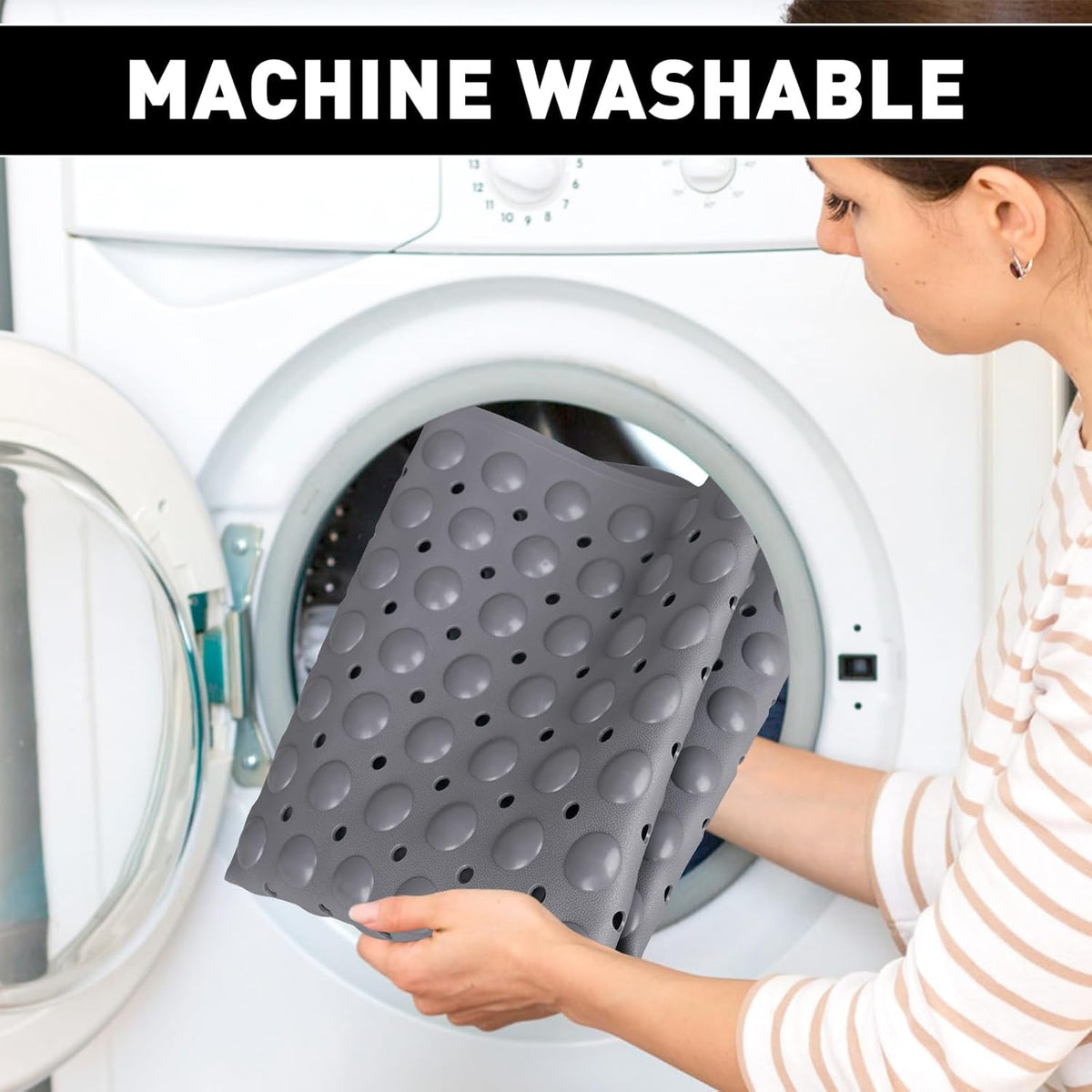 Shower Mat Non Slip: 35.4 x 23.6 Inch Extra Large TPE Shower Mats for Inside Shower - Anti Slip Shower Stall Matt with Drain Hole and Suction Cups for Elderly