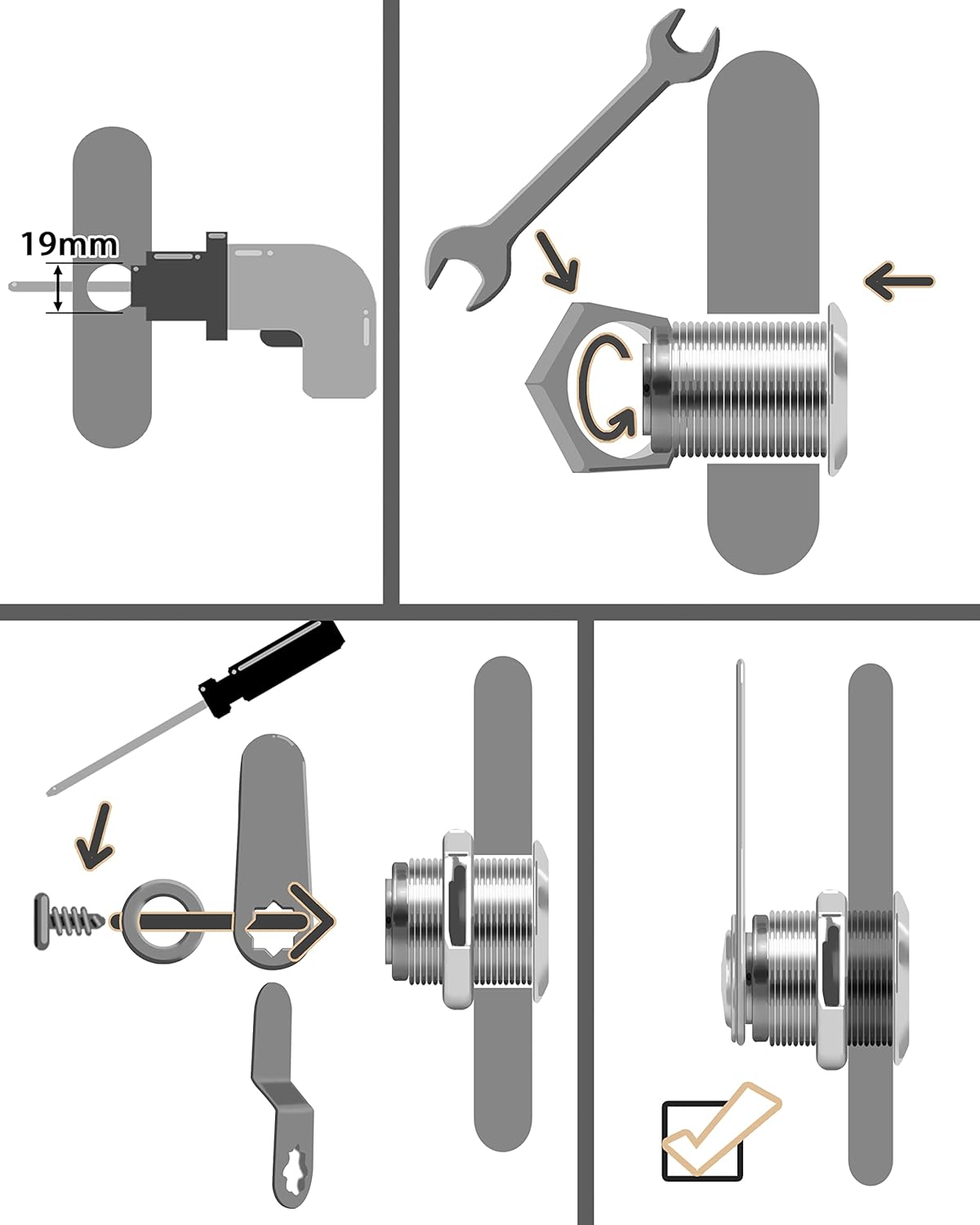 Cabinet Locks, 6 Pcs MoHern Keyed Alike 5/8 Inch (16mm) Rv Storage Lock, Cylinder Locks, Zinc Alloy Cam Lock with Keys for Cabinet, File Drawer Dresser and More