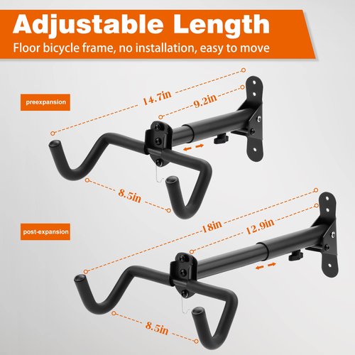 Auwey 2PACK Bike Rack Garage Bike Wall Mount Bicycle Wall Hanger Bike Hook Bike Storage Rack for Indoor Storage Bike Horizontal Hanger Bicycle Wall Mount Bicycle Wall Rack