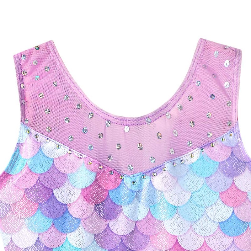 Leotards for Girls Gymnastics Unicorn Athletic Dance Wear Shiny Rainbow Blue Hotpink (Mermaid Purple, 5/6 Years)