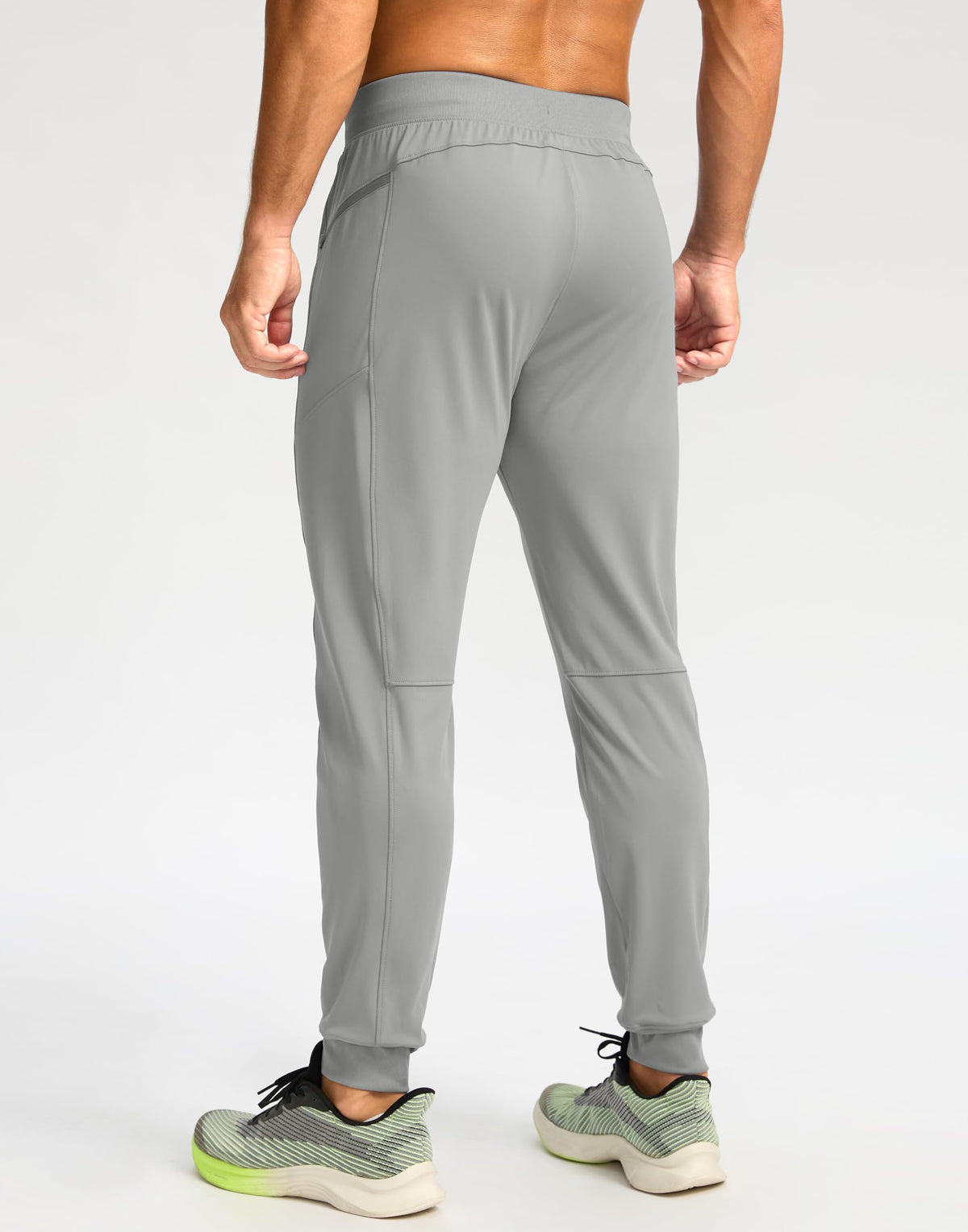 G Gradual Men's Joggers with Zipper Pockets Stretch Tapered Sweatpants Athletic Pants for Men Workout Running Gym(Light Grey, L)