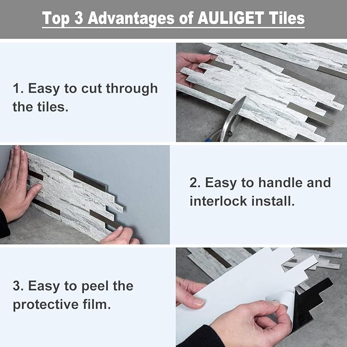 AULIGET Faux Stone Peel and Stick Backsplash