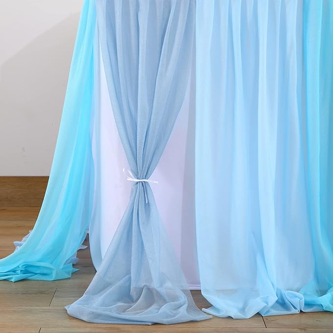 Tulle Table Skirt Blue Tutu Striped Table Skirts for Rectangle Tables Baby Shower Under the Sea Baby Shark Birthday Parties Decoration 14ft
