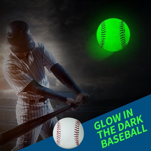 JibInfo Light Up Baseball, Glow in The Dark Baseball Luminous Base Balls for Day & Night Games and Training Gift for Fans Games Official (3 Pack)