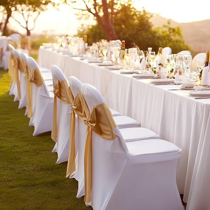 VEVOR 30 PCS White Folding Chair Covers - Ideal for Weddings, Parties, Dining, and Banquets - Universal, Washable Slipcovers for Folding Chairs - Elegant Event Décor