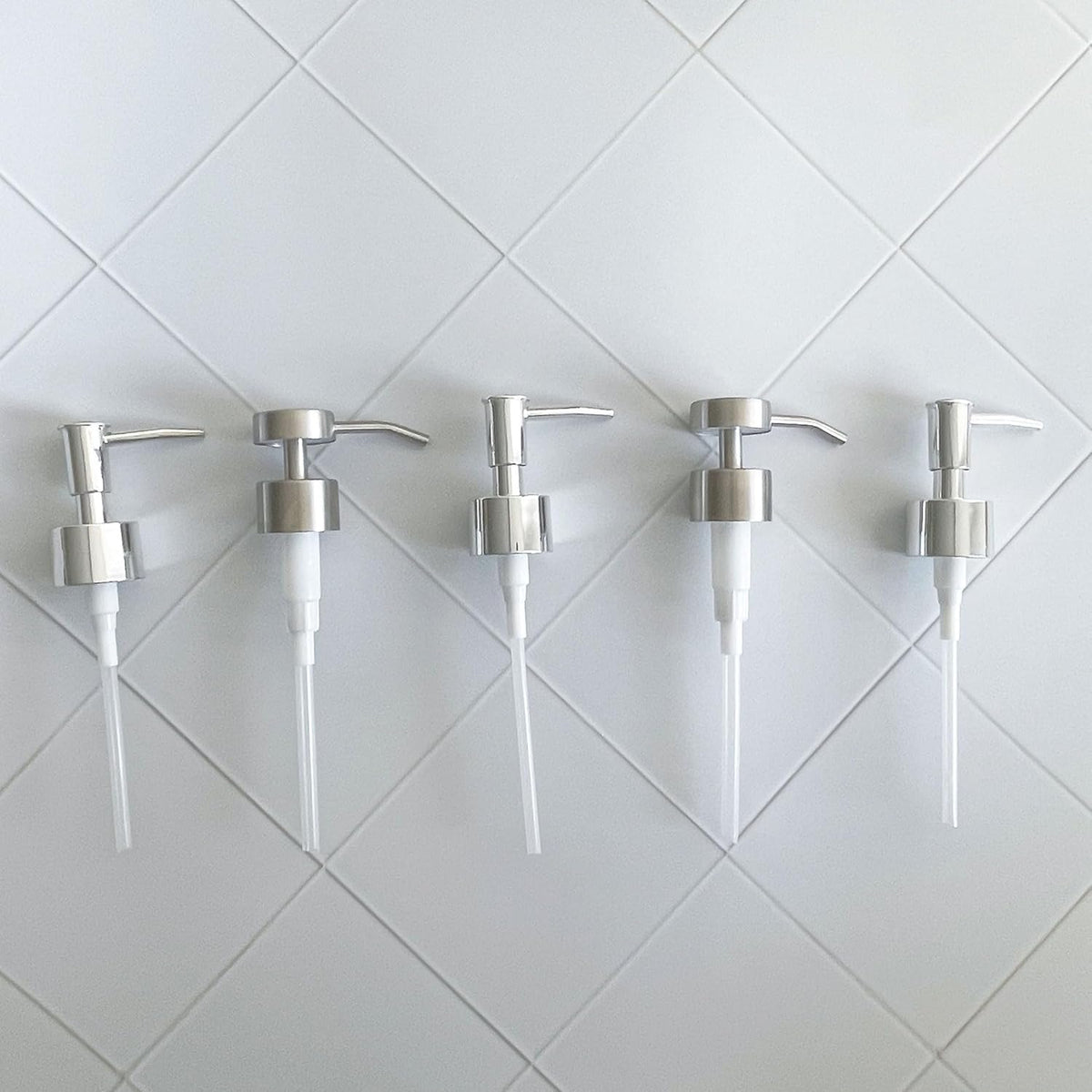 Soap Dispenser Pump Head Replacement 3 Pack, 28/400 Threads Standard Size, for Bathroom and Kitchen (Clear Silver)