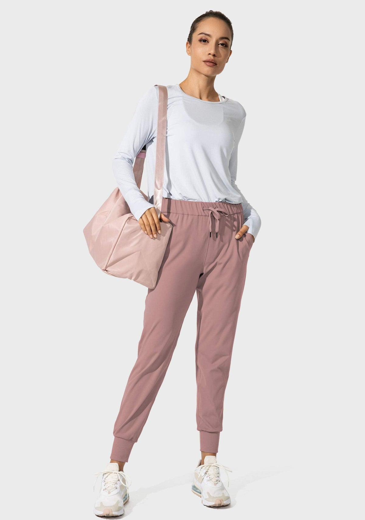 SANTINY Women's Joggers Pants Pockets Drawstring Running Sweatpants for Women Lounge Workout Jogging(Mauve Pink__XXL)