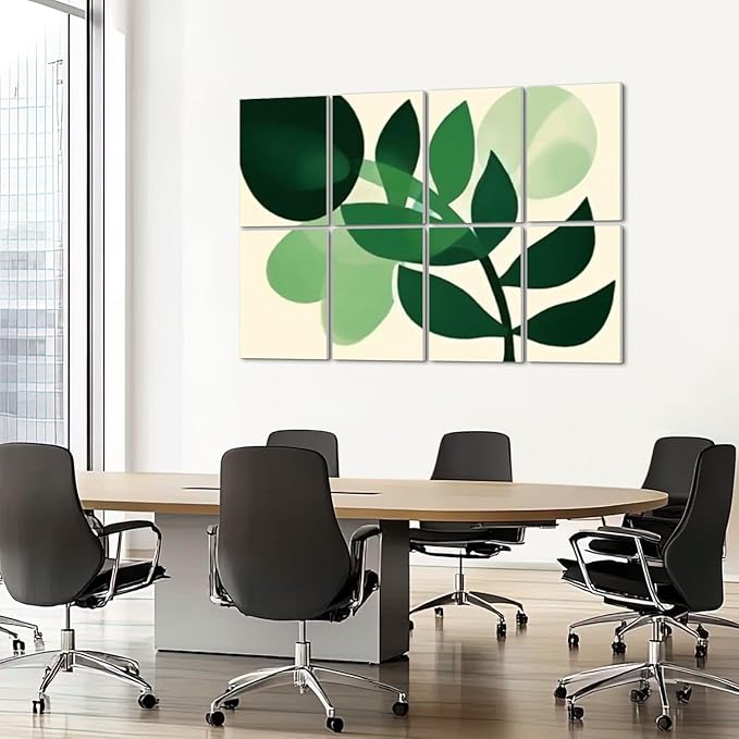 8 Pack Art Acoustic Panels Sound Absorbing Boho Botanical Leaf Orange Green
