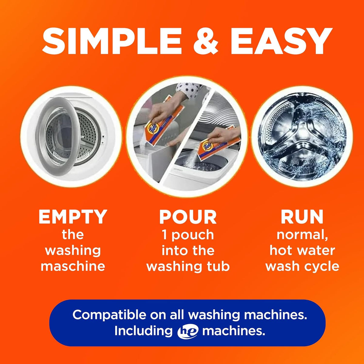 Tide Washing Machine Cleaner, Washer Machine Cleaner with Oxi for Front and Top Loader Washer Machines, Deep Cleaning Residue & Odor Eliminator, 10 Month Supply + Calendar