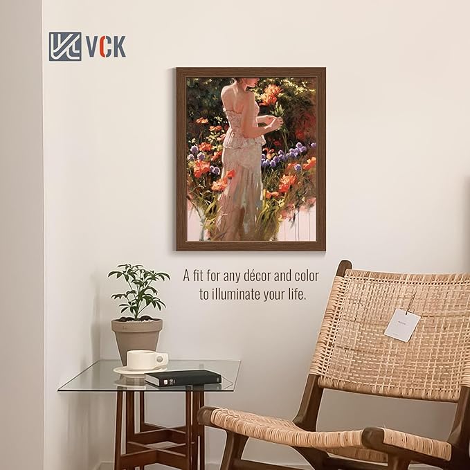 VCK 16x20 Picture Frame Set of 4 - Brown, Gallery-Quality Wood Poster Frames, 1.1-Inch Wide Border, Polished Plexiglass, Vertical or Horizontal Wall Display for Photo/Art/Prints, Brown