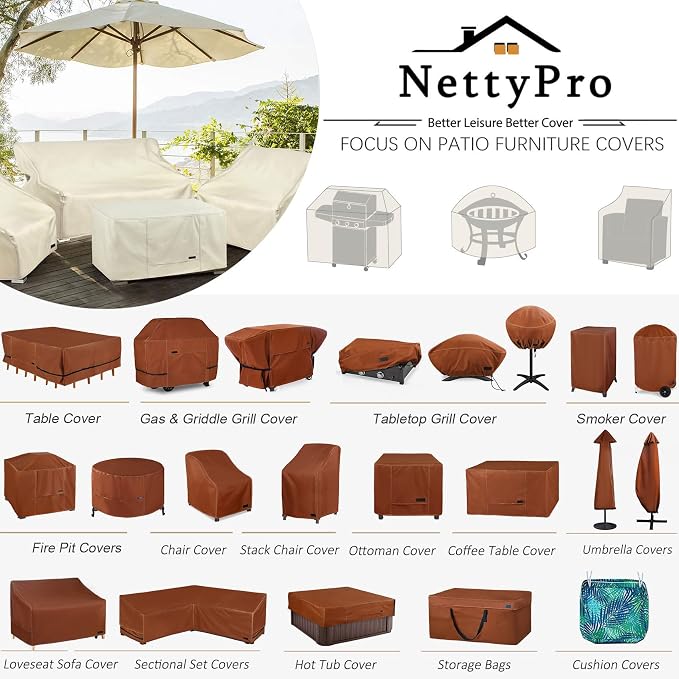 NettyPro Grill Cover for Outdoor Grill 70 inch Waterproof Heavy Duty Gas BBQ Grill Cover for Outside Weber, Char-Broil, Brinkmann, Jenn Air, Nexgrill 3-5 Burners Barbecue, Beige