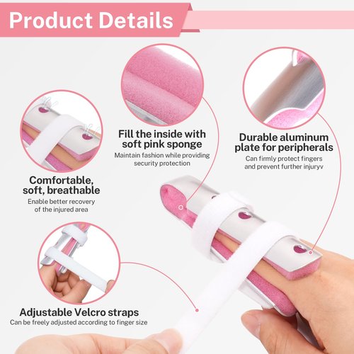 ADLLHO Finger Splint,5PCS Finger Splints for Broken Finger,Pinky Finger Support Brace, Mallet Finger Brace for Broken Fingers Straightening,Pink Pink,S*1,M*2,L*2