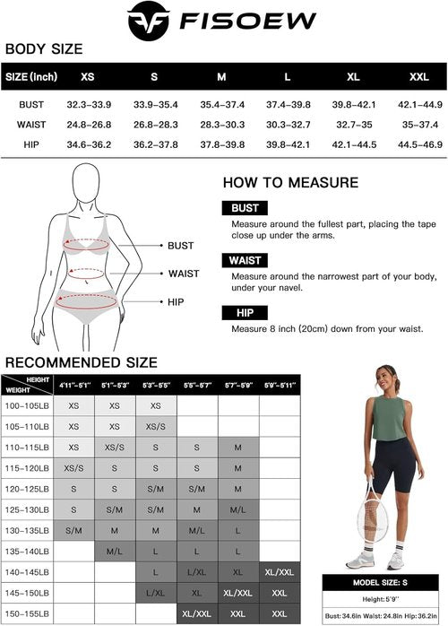 Fisoew Women's Cropped Tank Top - Racerback Sleeveless Activewear for Yoga & Running | Comfortable Fit