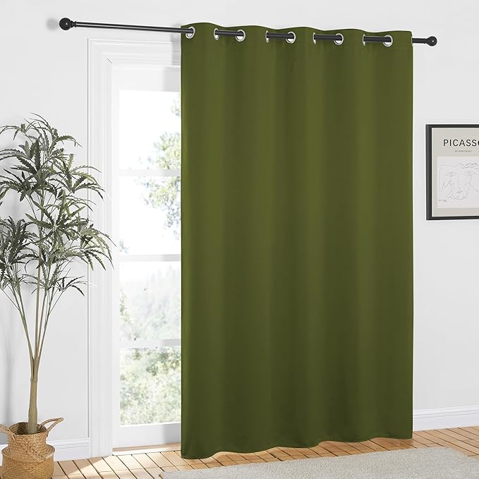 NICETOWN Olive Green Blackout Curtains 84 inch Length, Grommet Top Room