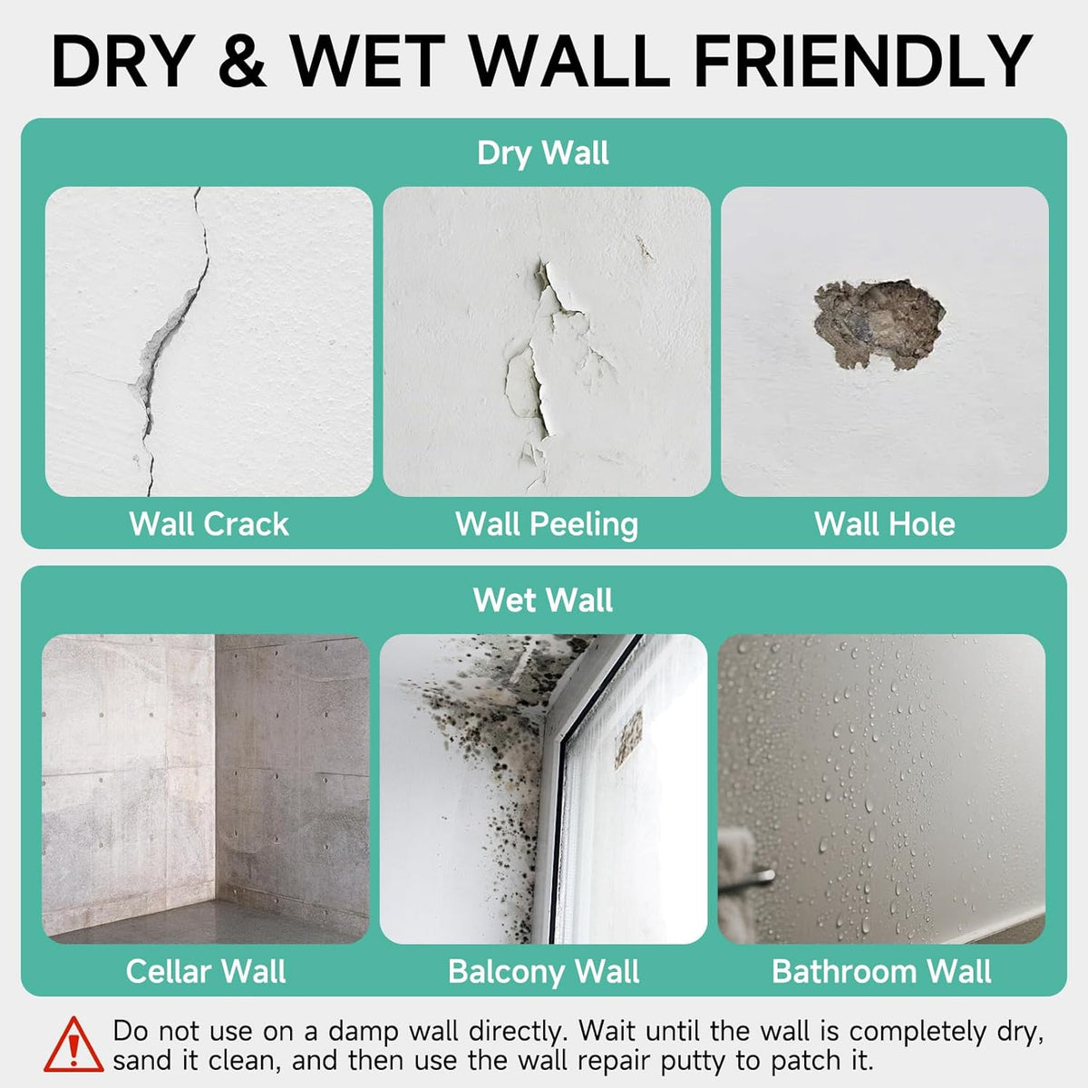 Drywall Repair Kit - 32 OZ Wall Spackle Paste with Self Adhesive Metal Patch, Dryall Repair Patch Kits, White Wall Putty Hole Filler, Quick and Easy Solution for Holes, Cracks and Gaps