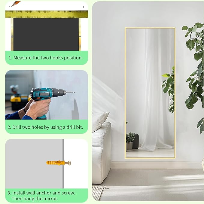 Sunniry Gold Full Length Mirror 56x18 inch, Standing Mirror Full Length
