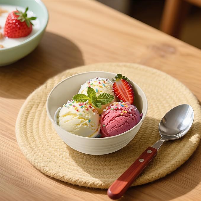 Small Wheat Straw Bowls Sets of 6,Dishwasher Safe and Microwave Safe Snack Bowls 10oz,Alternative Handy Plastic Bowls Reusable for Snack and Ice Cream.Beige Series