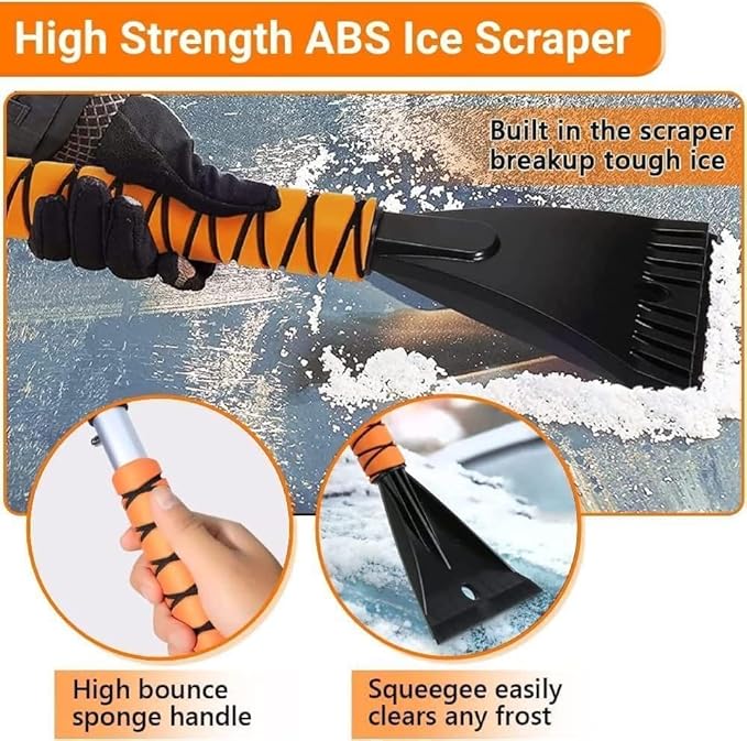 Snow Brush & Ice Scraper, 27 Inch, Ice Scrapers for Car Windshield, Detachable Snow Removal Tool with Ergonomic Foam Grip for Cars, Trucks, Suvs (Heavy Duty Abs, PVC Brush)