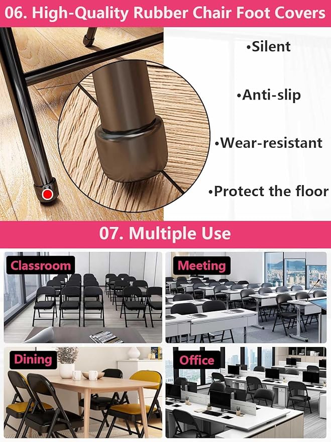 1 Pack Bulk Folding Chairs with Padded Cushion, Single Black Steel Metal Frame Foldable Chair for Indoor and Outdoor, Portable Stackable Commercial Seat for Bedroom Patio Party Event