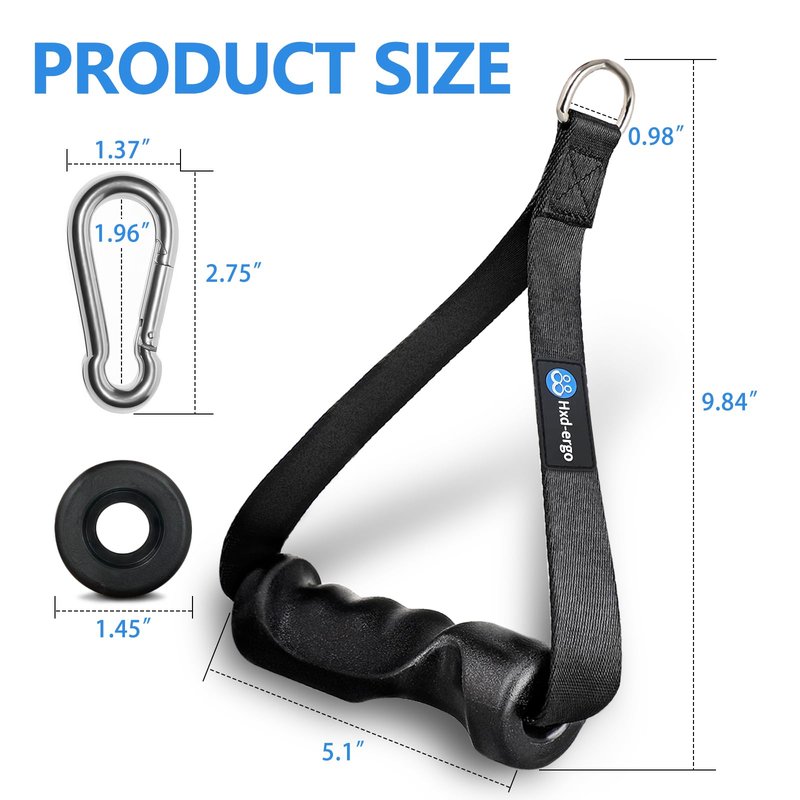 HXD-ERGO Ergonomic Exercise Handles for Cable Machine Attachments, Resistance Bands - Gym Handles for Yoga, Pilates, Strength Training Workout (Black