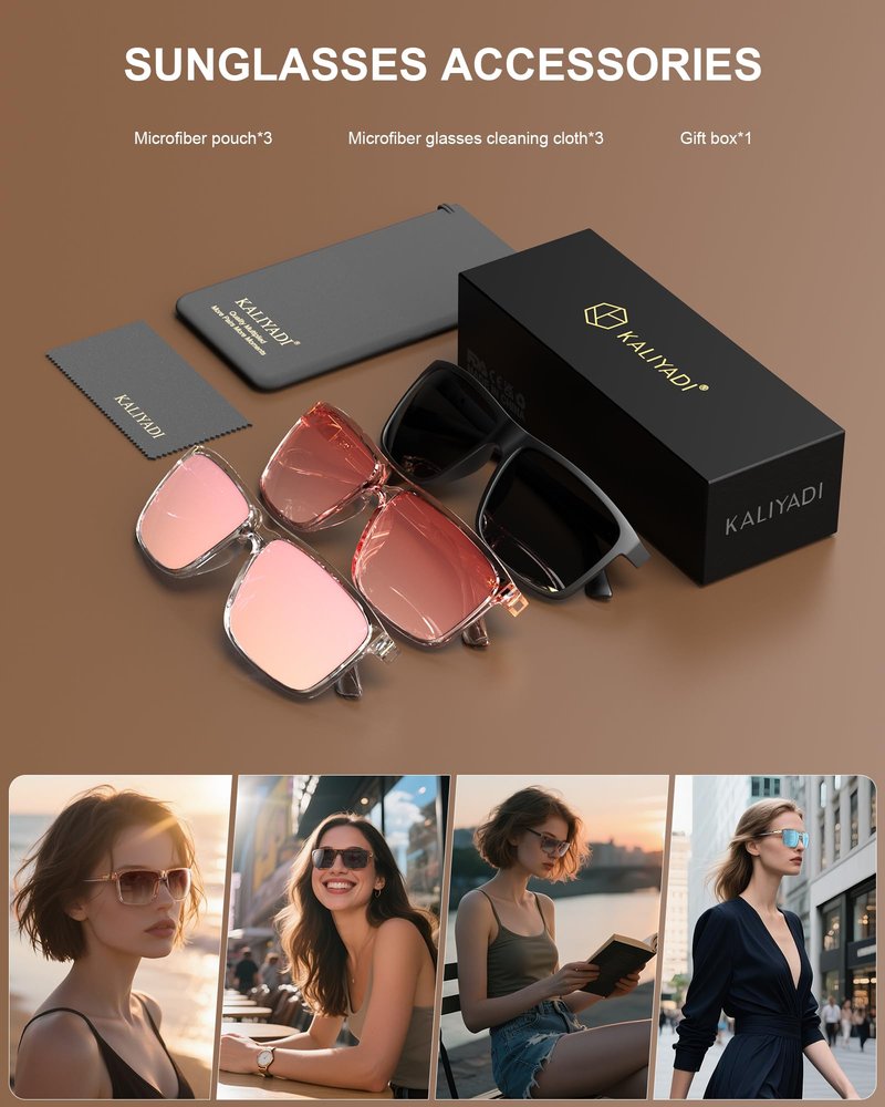 KALIYADI Womens-Sunglasses Polarized Sunglasses Womens: Retro Trendy Sun Glasses with UV400 Protection for Travel Driving