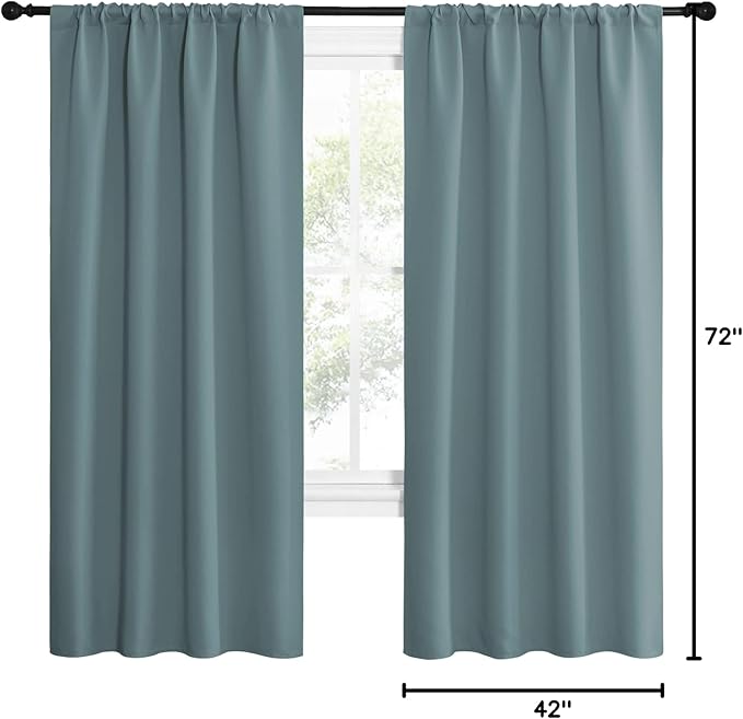 NICETOWN Greyish Blue Blackout Curtains Panels