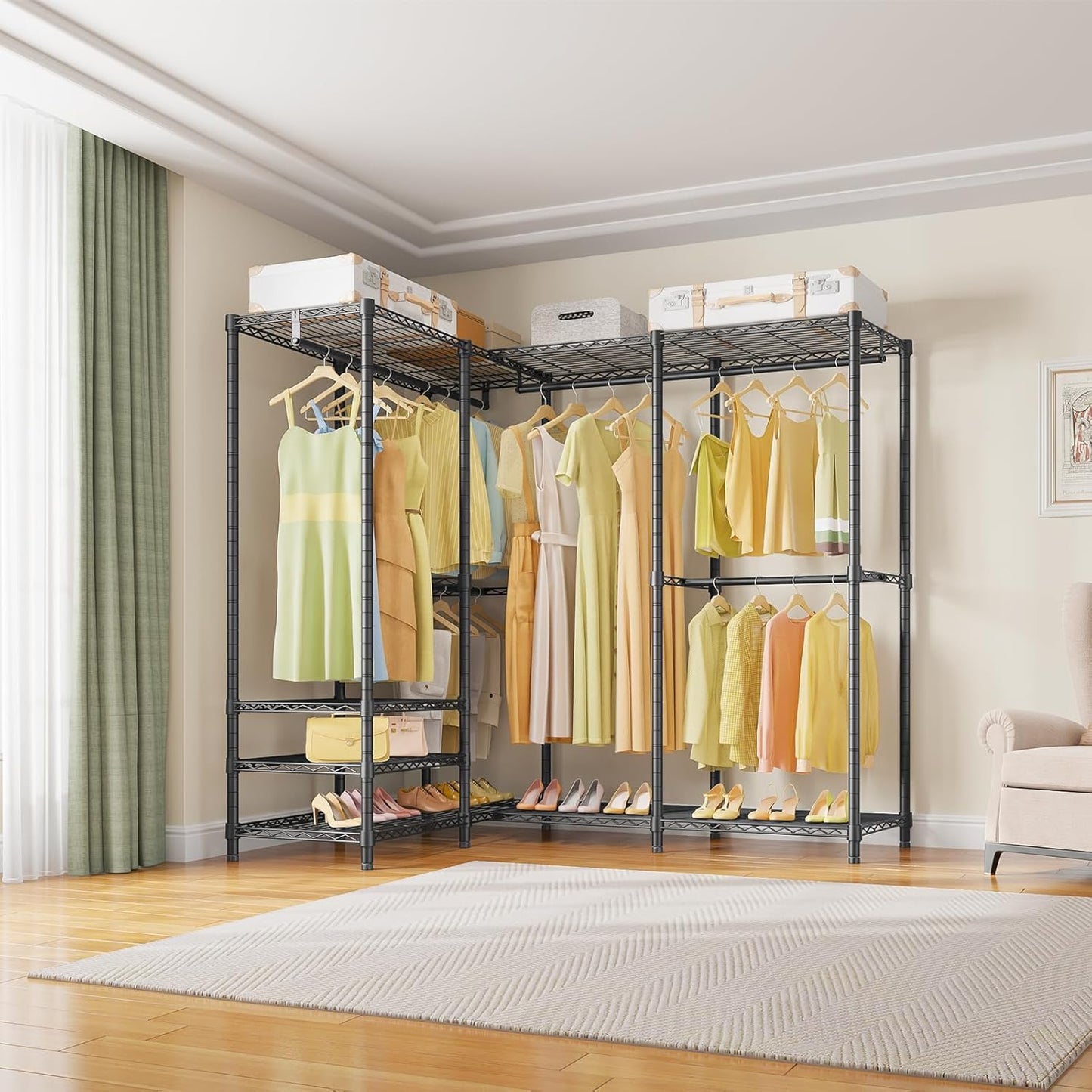 VIPEK V40 Plus Extra Large Clothes Rack Heavy Duty Clothing Rack for Hanging Clothes, Multi-Functional Closet Organizer System Freestanding Wardrobe Closet for Bedroom, Max Load 1300lbs, Black